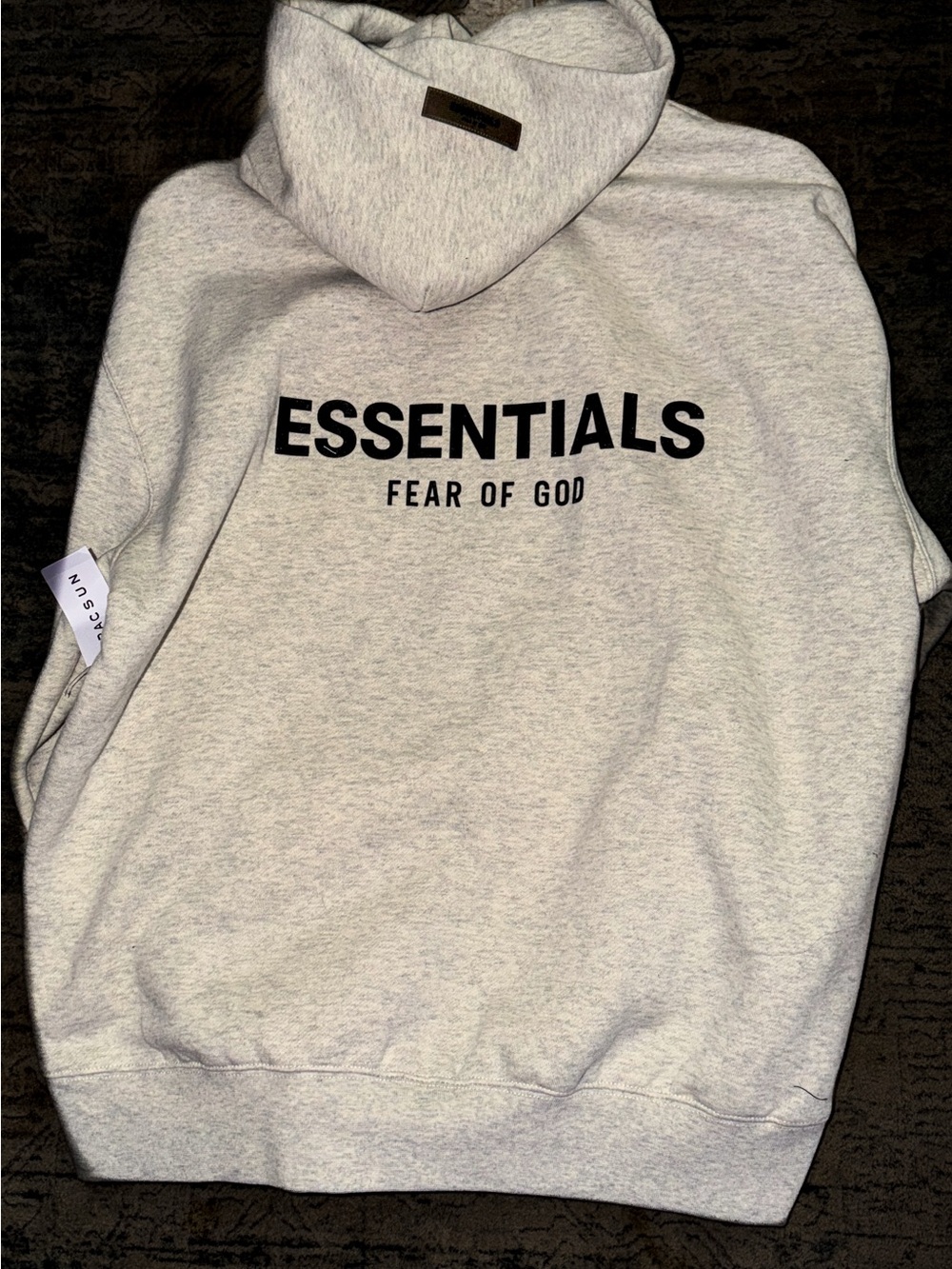 Fear of God ESSENTIALS Hoodie in Light Heather Gray with Black Logo